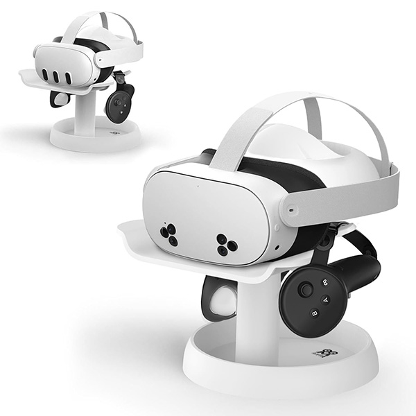 AMVR VR スタンド For Quest 3S/Quest 3/PICO 4/Vision pro/PS VR2 に対応 VR ヘッドセット アクセサリー 、Quest/Quest 2 に対応ヘッドセットおよびコントローラー用スタンド (白)